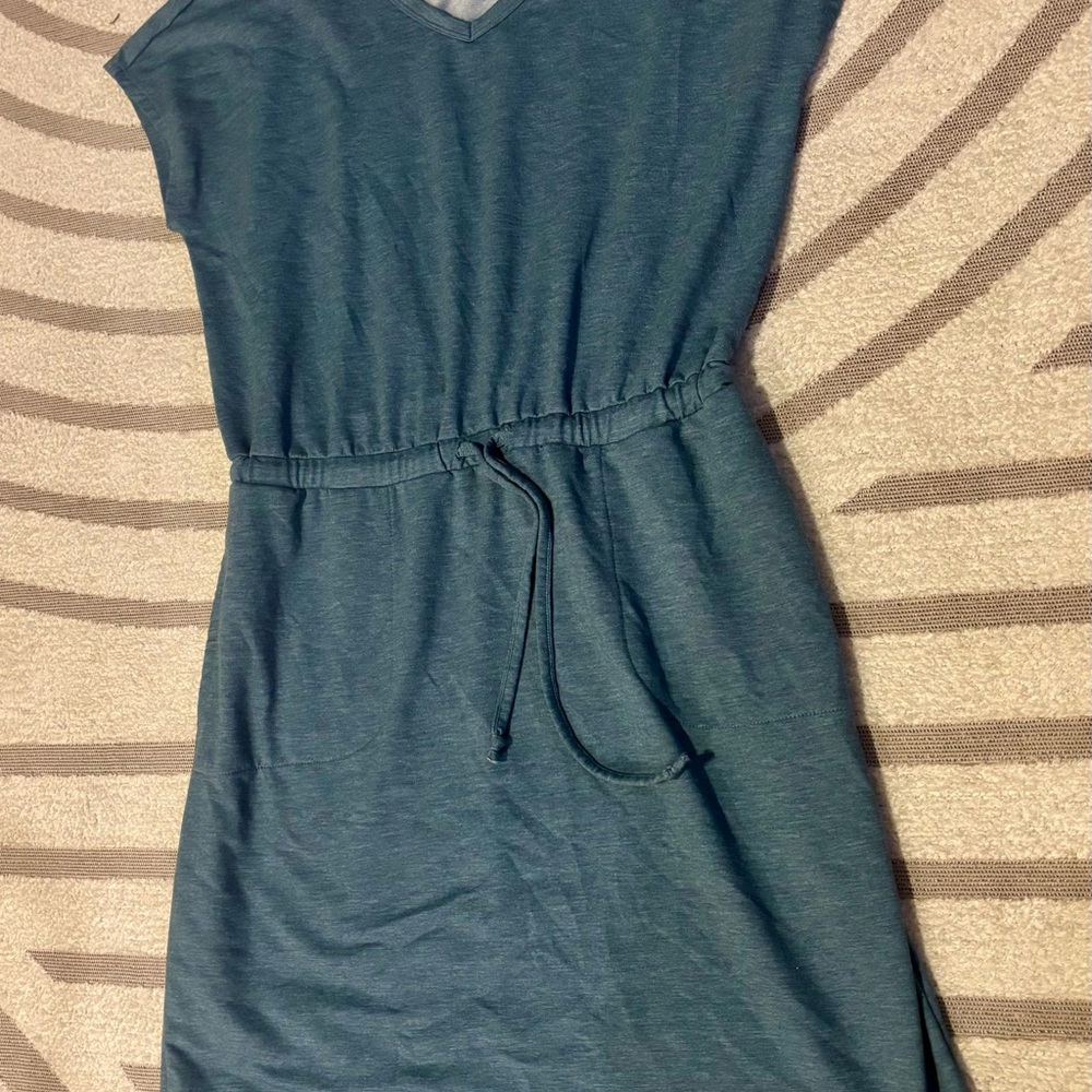 Casual Blue Dress with Drawstring Waist